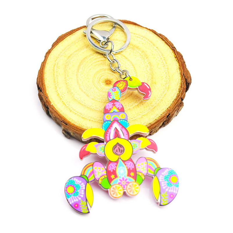 Akrilo gyvūnų papuošalai raktų pakabukas moterims mergaitei krepšys automobilio raktų rankinė taksas šuo katė pelėda sraigė skorpionas žavesio raktų pakabukas Dovana