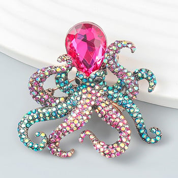 Fashion Metal Fun Octopus Rhinestone Καρφίτσα Γυναικεία Χαριτωμένα Exaggerated Badge Party Στολίδι Αξεσουάρ Καρφίτσες ζώων