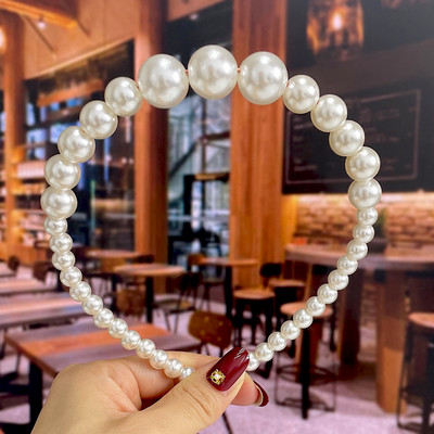 Set de 1/2 buc. Bențite de păr din perle lucrate manual pentru femei Cerc de păr 2022 Cristal alb de mireasă Bențita de păr din perle Coran Accesorii de păr Accesorii pentru cap