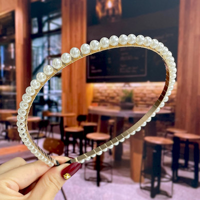 Set de 1/2 buc. Bențite de păr din perle lucrate manual pentru femei Cerc de păr 2022 Cristal alb de mireasă Bențita de păr din perle Coran Accesorii de păr Accesorii pentru cap