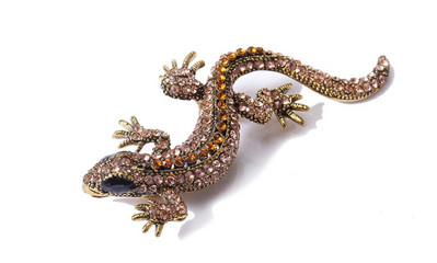 Vicces gyík strassz kitűző női gekkó party Dorcus Pin és bross Ruhák Ékszerek Vintage Metal Brosch