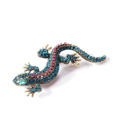 Vicces gyík strassz kitűző női gekkó party Dorcus Pin és bross Ruhák Ékszerek Vintage Metal Brosch
