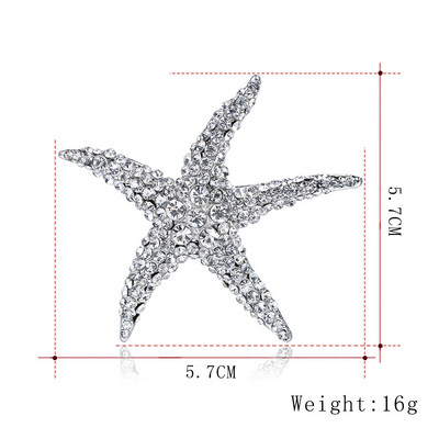 Ace pentru broșă stea de mare cu strass complet din metal pentru femeie, creativ, corsaj, pentru animale, broșe, accesorii pentru bijuterii