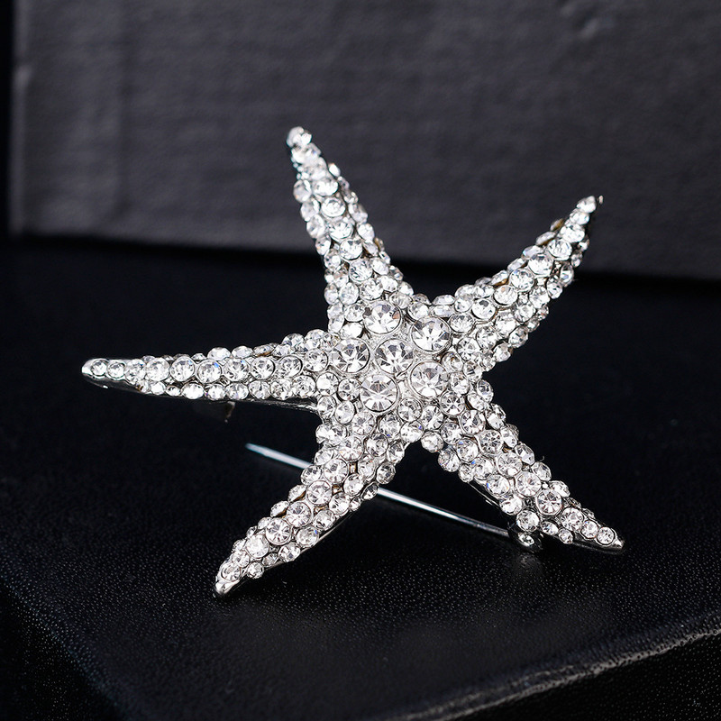 Ace pentru broșă stea de mare cu strass complet din metal pentru femeie, creativ, corsaj, pentru animale, broșe, accesorii pentru bijuterii