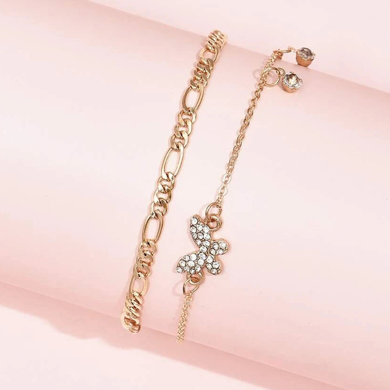 Boho gleznă lanț pentru picioare Brățară de vară ciucuri cristal fluture pandantiv farmec gleznă sandale desculț plajă picior bijuterii mireasa