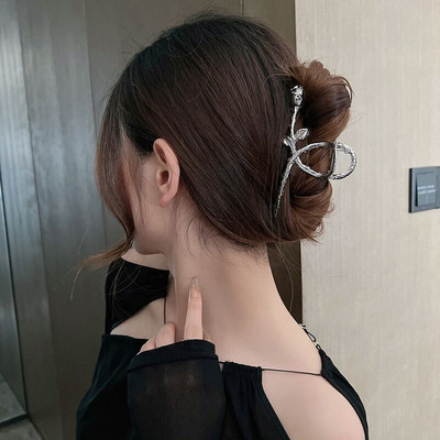 Gheare de păr cu fundă metalică simplă pentru femei, fete, vintage, mari, pentru crab, accesorii pentru păr, accesorii pentru păr