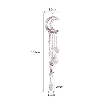 Meyfflin 2022 Charming Fashion Moon Crystal HairPins Κλιπ μαλλιών για γυναίκες Κορίτσια μακριές φούντες Αξεσουάρ μαλλιών Κοσμήματα μπιζού