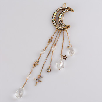 Meyfflin 2022 Charming Fashion Moon Crystal HairPins Κλιπ μαλλιών για γυναίκες Κορίτσια μακριές φούντες Αξεσουάρ μαλλιών Κοσμήματα μπιζού