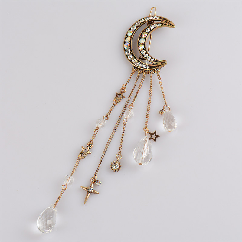 Meyfflin 2022 fermecător de modă Moon Crystal Agrafe de păr Agrafe de păr pentru femei fete ciucuri lungi Accesorii de păr Bijuterii Bijoux