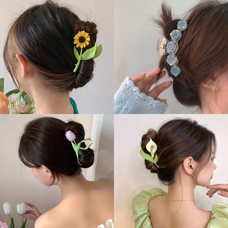 Gheare de păr cu flori de epocă 2022 pentru femei, la modă, geometrică, agrafă de păr, accesorii de păr coreeane, accesorii pentru cap, cleme de păr, cadou