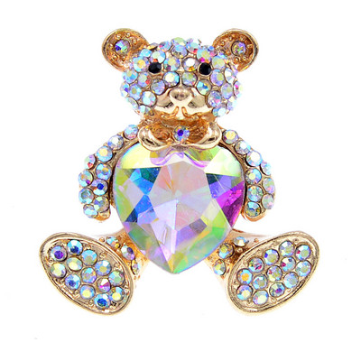 CINDY XIANG Broșe de urs cu inimă cu rin pentru femei, cu design animal drăguț, bijuterii de modă, nou sosire