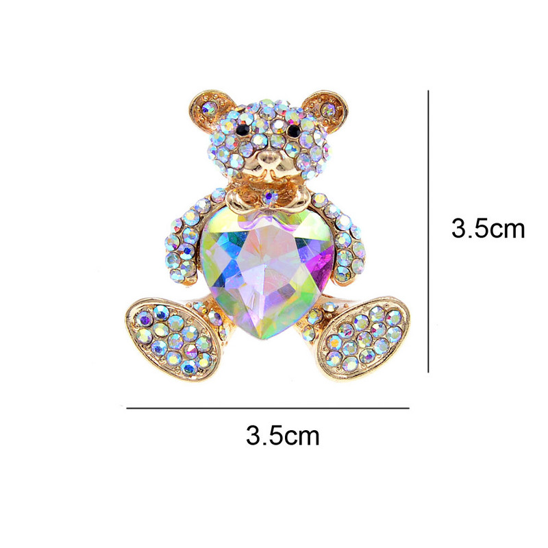 CINDY XIANG Broșe de urs cu inimă cu rin pentru femei, cu design animal drăguț, bijuterii de modă, nou sosire