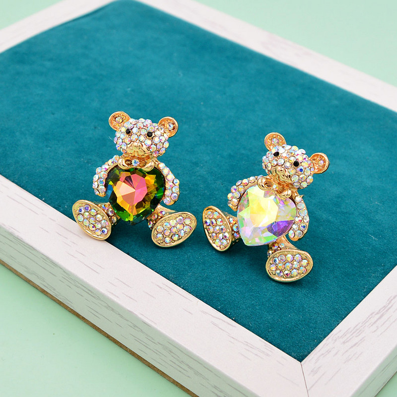 CINDY XIANG Broșe de urs cu inimă cu rin pentru femei, cu design animal drăguț, bijuterii de modă, nou sosire