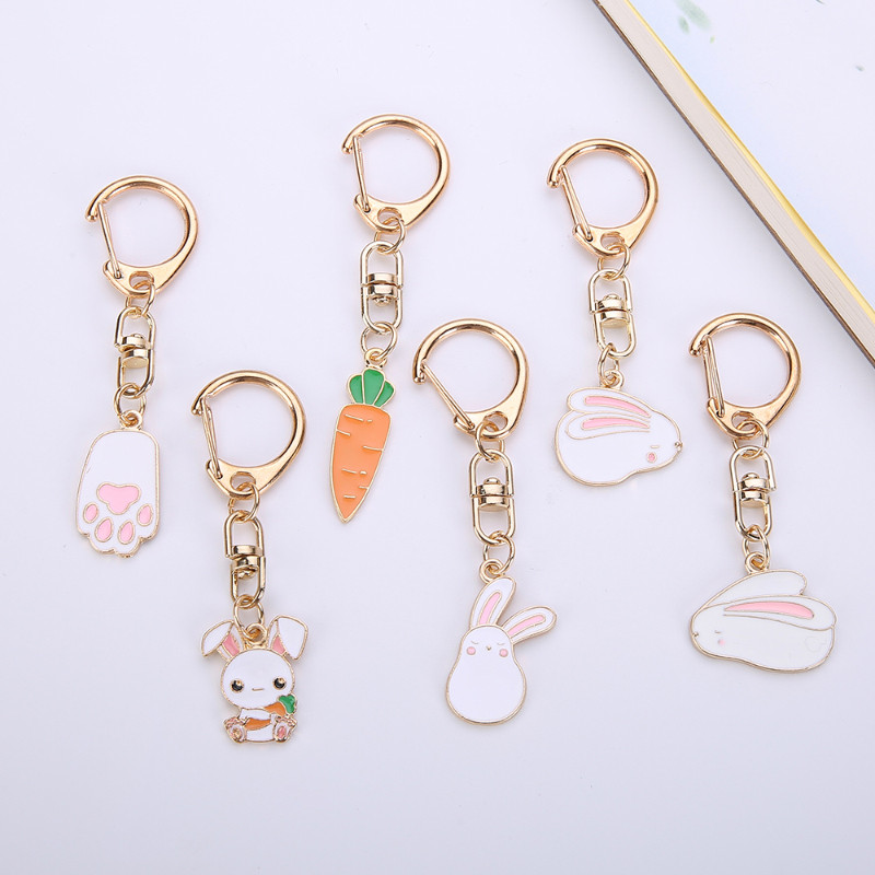 Drăguț mini iepure morcov urme de animale breloc mașină breloc geantă bijuterii bărbați și femei bijuterii de cuplu de modă