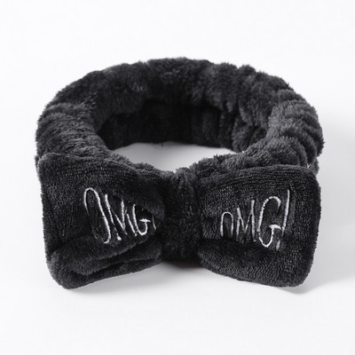 OMG Bentita de păr cu fundă pentru spălarea feței Articole pentru cap pentru femei, la modă coreeană, cu litere brodate, cu lână de coral, bentiță pentru păr, accesorii pentru păr