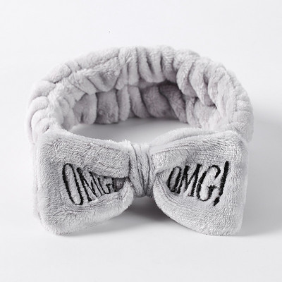 OMG Bentita de păr cu fundă pentru spălarea feței Articole pentru cap pentru femei, la modă coreeană, cu litere brodate, cu lână de coral, bentiță pentru păr, accesorii pentru păr