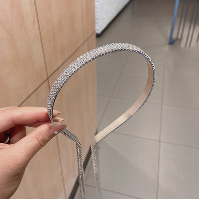 Benzile cu funde cu ciucuri lungi coreene, bentită cu strasuri, accesorii pentru păr pentru fete, cadouri, bentițe de păr de lux pentru femei