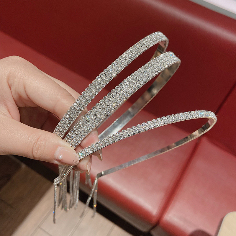 Benzile cu funde cu ciucuri lungi coreene, bentită cu strasuri, accesorii pentru păr pentru fete, cadouri, bentițe de păr de lux pentru femei