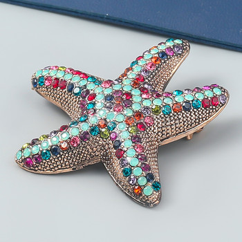 Fashion Metal Cartoon Rhinestone Starfish Καρφίτσα Γυναικεία Χαριτωμένα Animal Badge Party Κοσμήματα Αξεσουάρ Γυναικεία αξεσουάρ