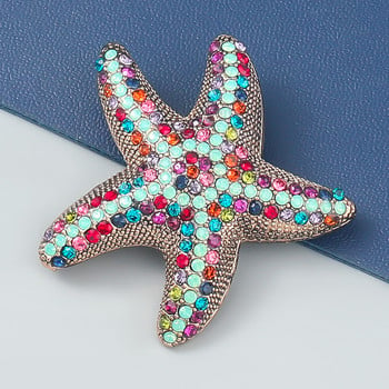 Fashion Metal Cartoon Rhinestone Starfish Καρφίτσα Γυναικεία Χαριτωμένα Animal Badge Party Κοσμήματα Αξεσουάρ Γυναικεία αξεσουάρ