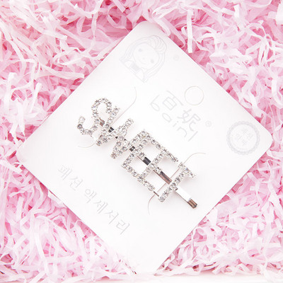 Agrafă de păr Femei Ace de păr Agrafă de păr Literă engleză Barrette Strass Personalitate Cuvânt Fată Ac de păr Accesorii de păr Bijuterii
