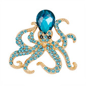 Caracatiță smalț Pin Pietre albastre Caracatiță Broșe Ace pentru femei bărbați drăguț animale de mare cristal bijuterii cadou