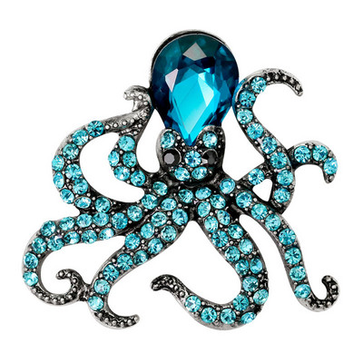 Caracatiță smalț Pin Pietre albastre Caracatiță Broșe Ace pentru femei bărbați drăguț animale de mare cristal bijuterii cadou