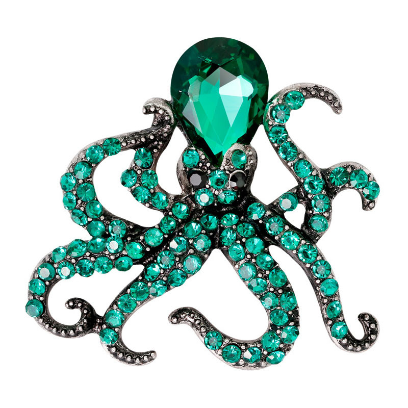Caracatiță smalț Pin Pietre albastre Caracatiță Broșe Ace pentru femei bărbați drăguț animale de mare cristal bijuterii cadou