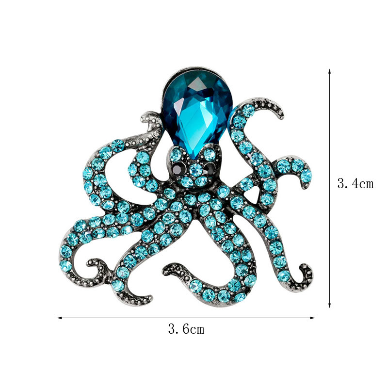 Caracatiță smalț Pin Pietre albastre Caracatiță Broșe Ace pentru femei bărbați drăguț animale de mare cristal bijuterii cadou