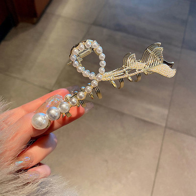 Agrafe de lux cu gheare de păr cu fluture de cristal perlat pentru femei 2022 pentru fete elegante ac de păr geometric crab accesorii de păr pentru femeie cadou