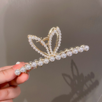 Agrafe de lux cu gheare de păr cu fluture de cristal perlat pentru femei 2022 pentru fete elegante ac de păr geometric crab accesorii de păr pentru femeie cadou