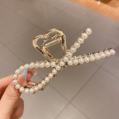 Agrafe de lux cu gheare de păr cu fluture de cristal perlat pentru femei 2022 pentru fete elegante ac de păr geometric crab accesorii de păr pentru femeie cadou