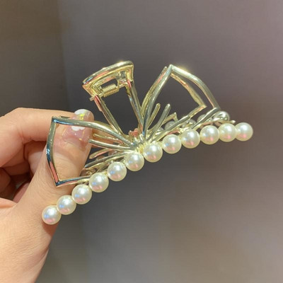 Agrafe de lux cu gheare de păr cu fluture de cristal perlat pentru femei 2022 pentru fete elegante ac de păr geometric crab accesorii de păr pentru femeie cadou