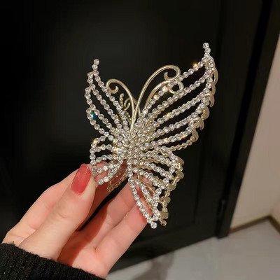 Agrafe de lux cu gheare de păr cu fluture de cristal perlat pentru femei 2022 pentru fete elegante ac de păr geometric crab accesorii de păr pentru femeie cadou