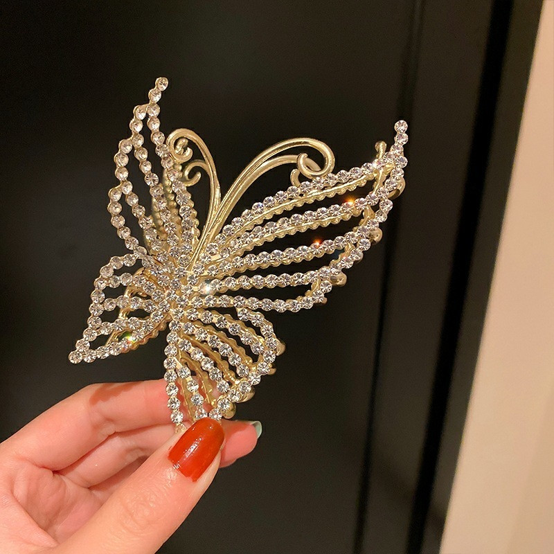 Agrafe de lux cu gheare de păr cu fluture de cristal perlat pentru femei 2022 pentru fete elegante ac de păr geometric crab accesorii de păr pentru femeie cadou