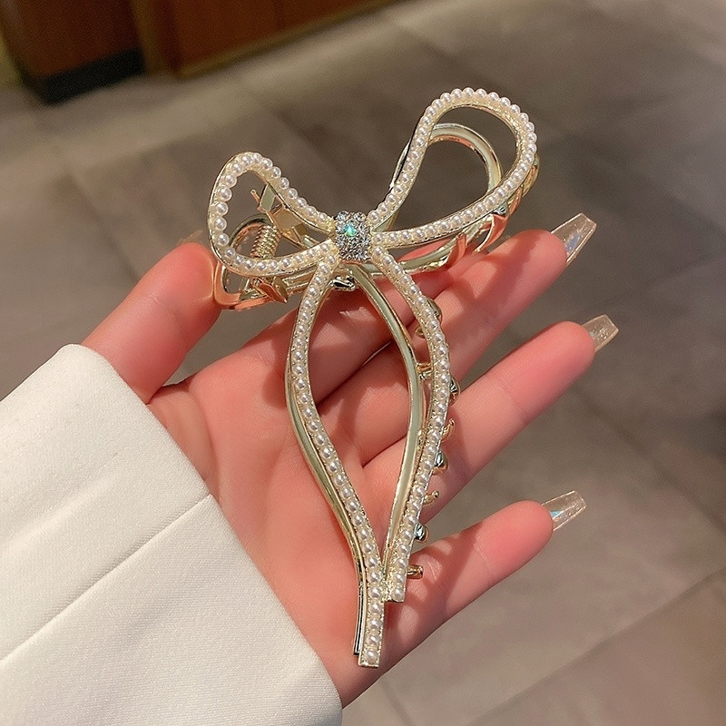Agrafe de lux cu gheare de păr cu fluture de cristal perlat pentru femei 2022 pentru fete elegante ac de păr geometric crab accesorii de păr pentru femeie cadou