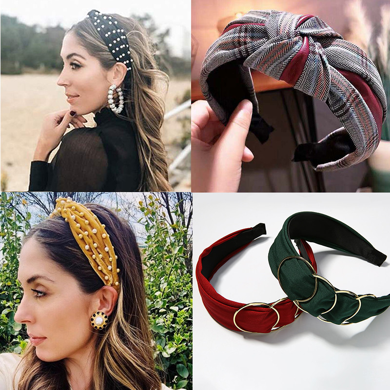 FashIon Benzile de păr înnodate de flanel pentru femei Trendy Girl Sport Face Spălare Bandă Cap Cerc Ornament de păr Accesorii de păr