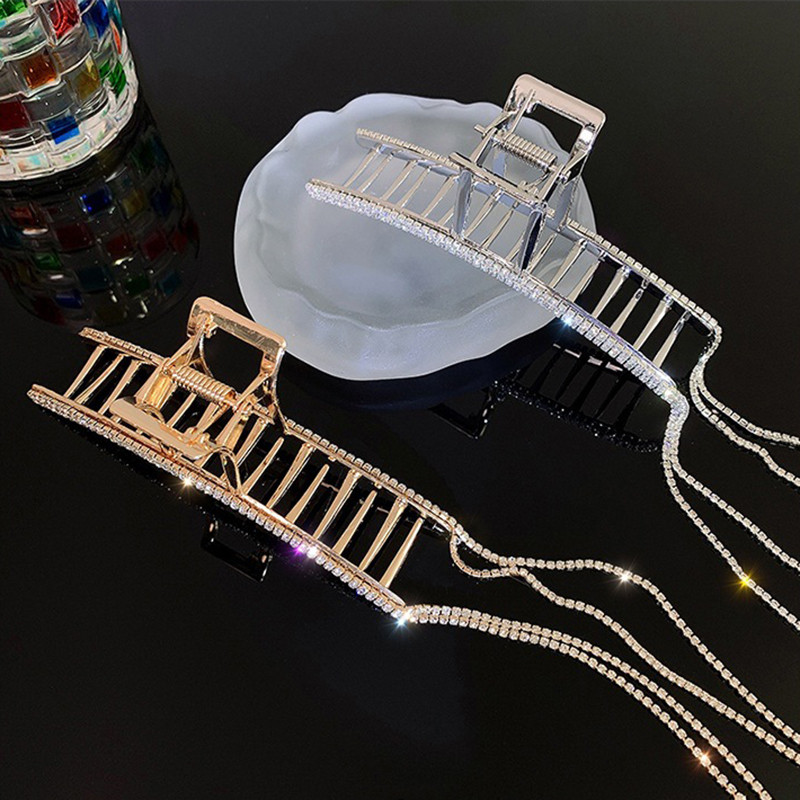 Luksuzne duge kristalne kopče za kosu s resicama za žene Djevojke Vintage geometrijske metalne ukosnice za kosu Pokrivala za kosu Dodaci za kosu