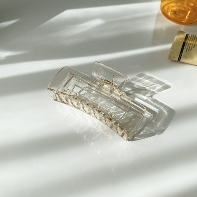 Agrafe geometrice pentru gheare de păr pentru femei Coreea, cafea, bej, acrilic, gheare de păr mari, agrafe pentru ac de păr, accesorii pentru păr