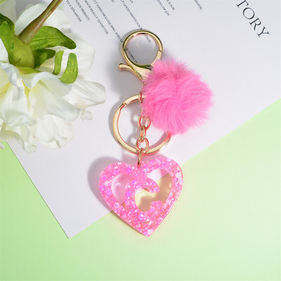 Nou Creativ Love English Letter Breloc Roz Pompon Alfabet Breloc Poștă Breloc pandantiv Ornament Suport pentru chei de mașină