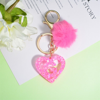 Nou Creativ Love English Letter Breloc Roz Pompon Alfabet Breloc Poștă Breloc pandantiv Ornament Suport pentru chei de mașină
