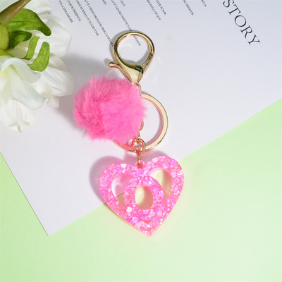 Nou Creativ Love English Letter Breloc Roz Pompon Alfabet Breloc Poștă Breloc pandantiv Ornament Suport pentru chei de mașină