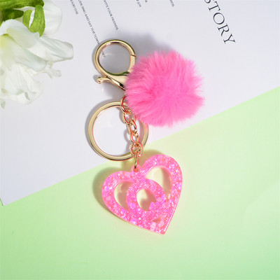 Nou Creativ Love English Letter Breloc Roz Pompon Alfabet Breloc Poștă Breloc pandantiv Ornament Suport pentru chei de mașină