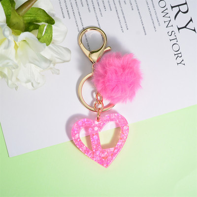 Nou Creativ Love English Letter Breloc Roz Pompon Alfabet Breloc Poștă Breloc pandantiv Ornament Suport pentru chei de mașină