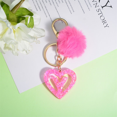 Nou Creativ Love English Letter Breloc Roz Pompon Alfabet Breloc Poștă Breloc pandantiv Ornament Suport pentru chei de mașină