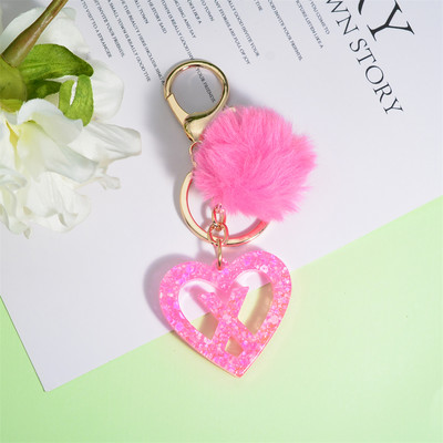 Nou Creativ Love English Letter Breloc Roz Pompon Alfabet Breloc Poștă Breloc pandantiv Ornament Suport pentru chei de mașină