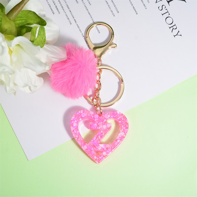 Nou Creativ Love English Letter Breloc Roz Pompon Alfabet Breloc Poștă Breloc pandantiv Ornament Suport pentru chei de mașină