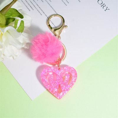 Nou Creativ Love English Letter Breloc Roz Pompon Alfabet Breloc Poștă Breloc pandantiv Ornament Suport pentru chei de mașină