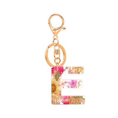 1 buc. Breloc cu litere din flori uscate, cu alfabet din cristal, rășină