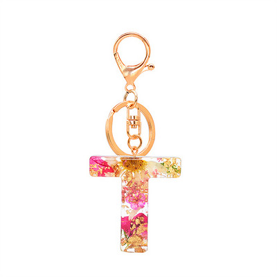 1 buc. Breloc cu litere din flori uscate, cu alfabet din cristal, rășină